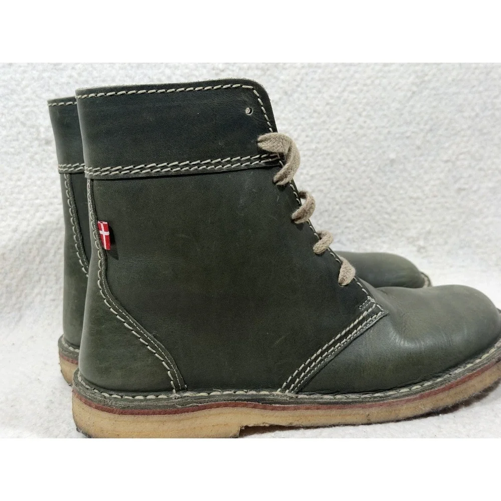 Duckfeet Faborg Size 45 Green Leather Sherpa Lined Boots Danish Heritage